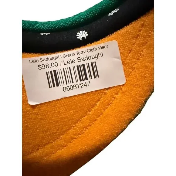 NWT Lele Sadoughi Green Terry Cloth Visor NWT